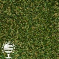 Close up image of brown and green artificial grass