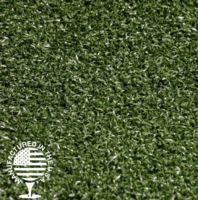 Close up image of artificial turf for tee lines with a Manufactured in the USA logo in the bottom left.