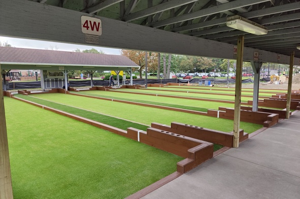 Oakley Bocce Ball Game using artificial grass